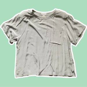 NWT ~ VTG ~ 1990s ~ Liz Claiborne ~ Silver Gray Pocket Silk Shirt ~ Size 14